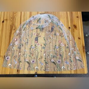 Wildflower veil style 3d Embroidered 31”